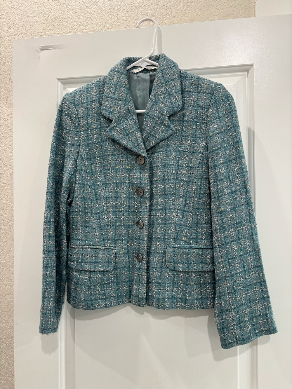Laura Ashley Sky Blue Boucle Tweed Jacket